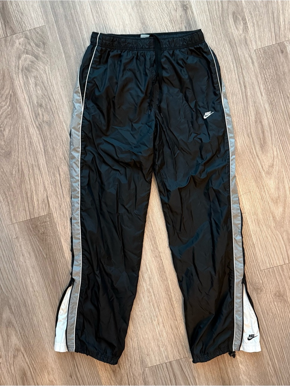 Vintage 2000s Nike Zipper Track Pants Nylon Flare Joggers Mens Medium Gorpcore